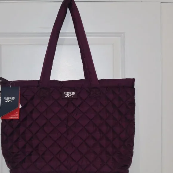 Reebok Barbara Quilted Dark Purple Tote Bag 17L NWT - Picture 5 of 11